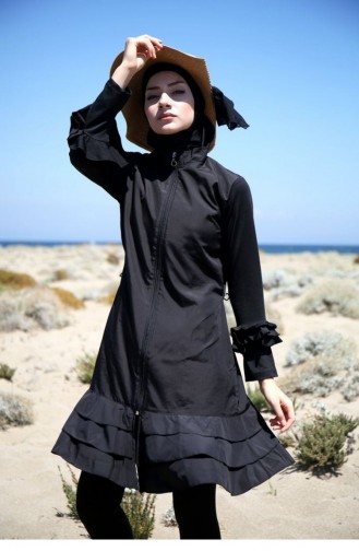 Schwarz Hijab Badeanzug 1709