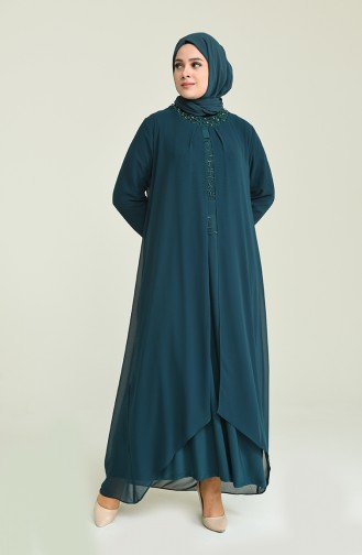 Emerald Green Hijab Evening Dress 2202-02