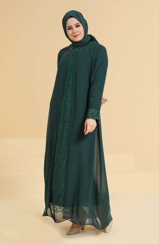 Smaragdgrün Hijab-Abendkleider 2204-02