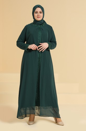 Smaragdgrün Hijab-Abendkleider 2204-02