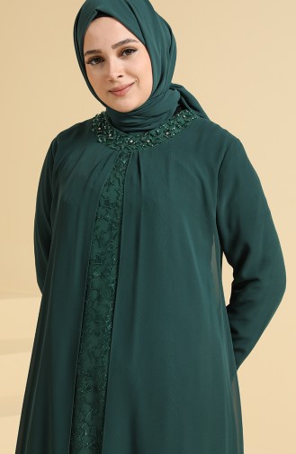 Smaragdgrün Hijab-Abendkleider 2204-02