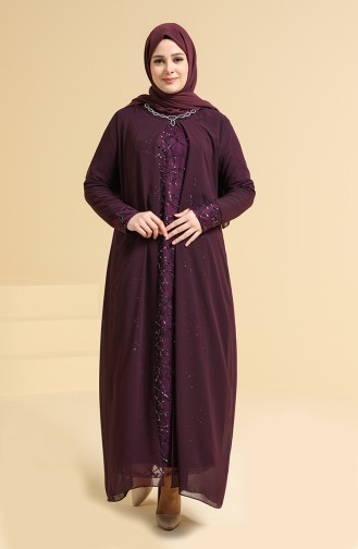 Purple Hijab Evening Dress 2218-04