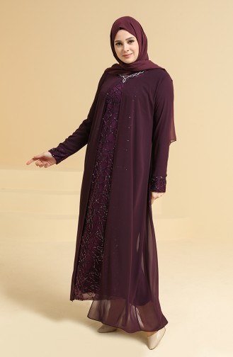 Purple Hijab Evening Dress 2218-04