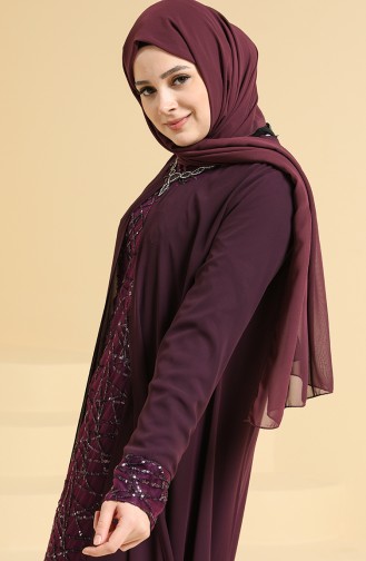 Purple Hijab Evening Dress 2218-04