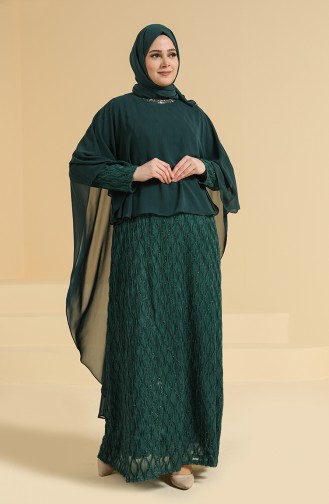 Emerald Green Hijab Evening Dress 2222-01