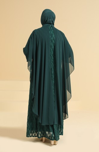 Emerald Green Hijab Evening Dress 2222-01