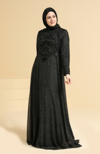 Schwarz Hijab-Abendkleider 2250-01