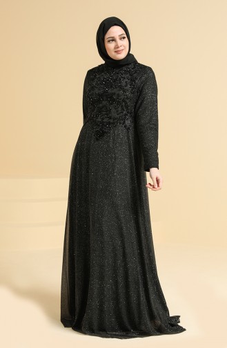 Black Hijab Evening Dress 2250-01