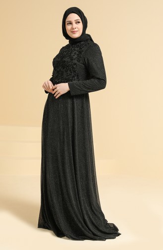 Black Hijab Evening Dress 2250-01