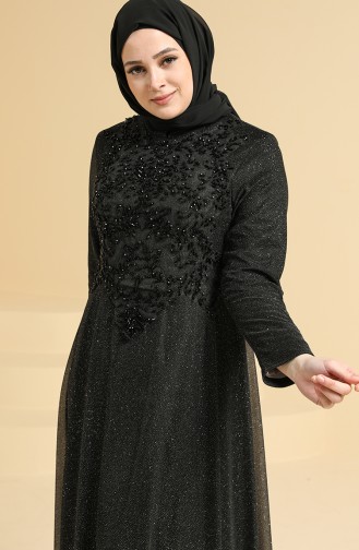 Black Hijab Evening Dress 2250-01