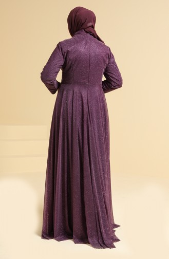 Plum Hijab Evening Dress 2250-02