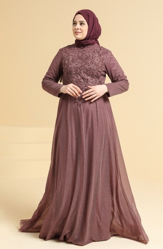 Dusty Rose Hijab Evening Dress 2250-03