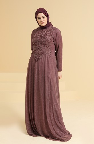 Beige-Rose Hijab-Abendkleider 2250-03