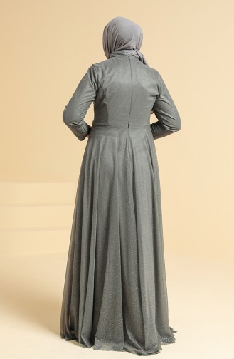 Gray Hijab Evening Dress 2250-04