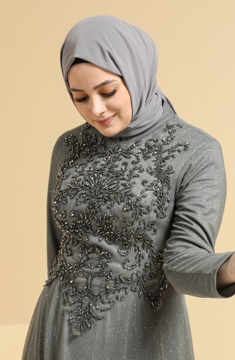 Robe de Soirée Grande Taille 2250-04 Gris 2250-04