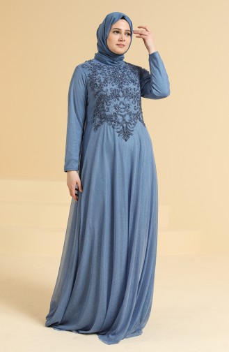 Indigo Hijab Evening Dress 2250-06