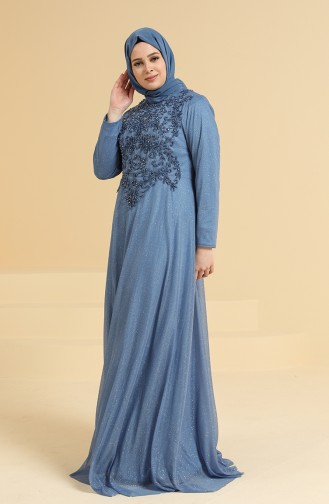 Indigo Hijab-Abendkleider 2250-06