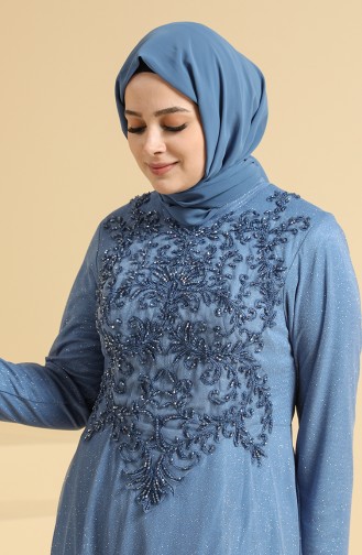 Indigo Hijab Evening Dress 2250-06