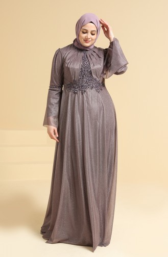 Dark Violet Hijab Evening Dress 2252-01
