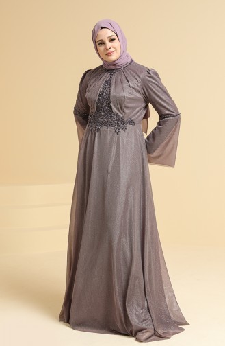 Dark Violet Hijab Evening Dress 2252-01