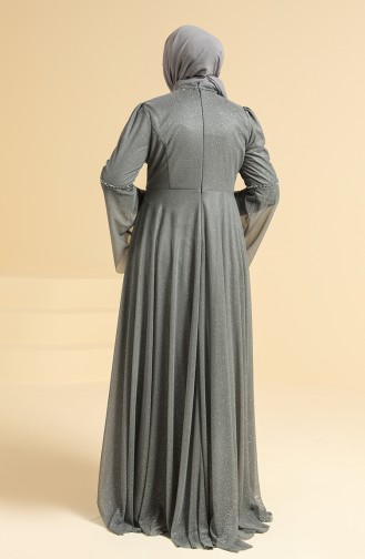 Gray Hijab Evening Dress 2252-02