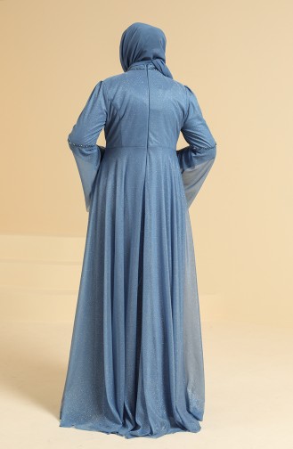 Indigo Hijab Evening Dress 2252-04