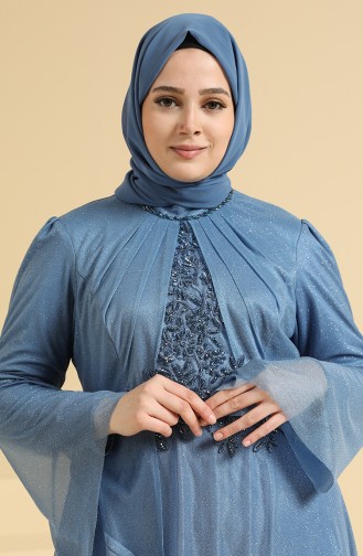 Indigo Hijab-Abendkleider 2252-04