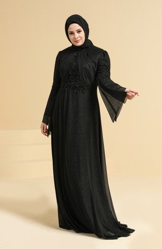 Black Hijab Evening Dress 2252-05