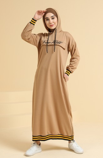 Milk Coffee Hijab Dress 0814-02
