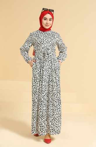 White Hijab Dress 0836-01