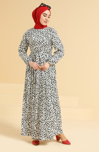 White Hijab Dress 0836-01