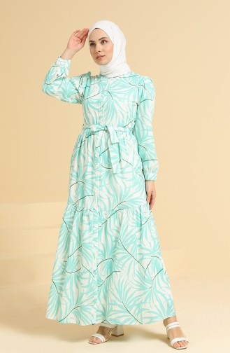 Mint Green Hijab Dress 0880-02