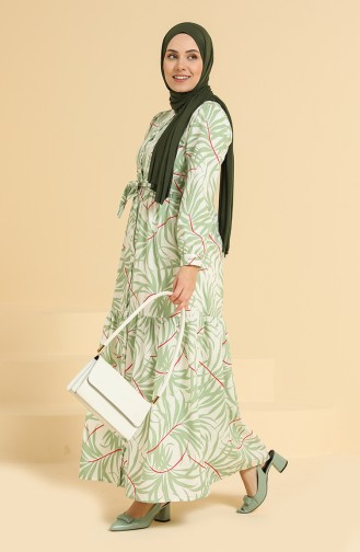 Green Almond Hijab Dress 0880-03