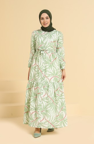 Green Almond Hijab Dress 0880-03