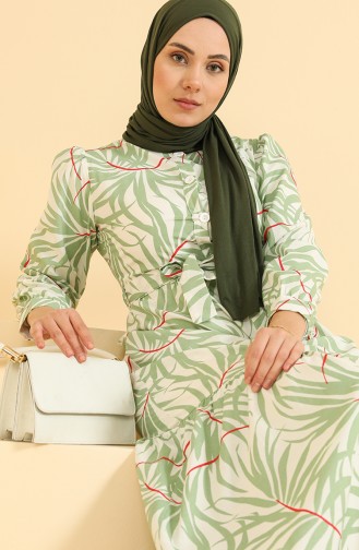 Unreife Mandelgrün Hijab Kleider 0880-03