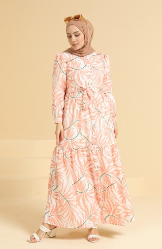 Salmon Hijab Dress 0880-04