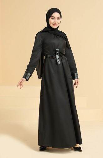 Schwarz Hijab Kleider 6559-01