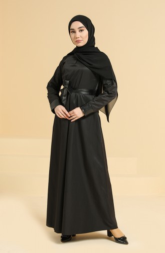 Schwarz Hijab Kleider 6559-01