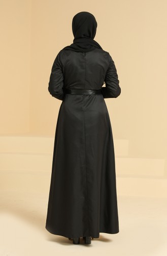 Kuşaklı Elbise 6559-01 Siyah