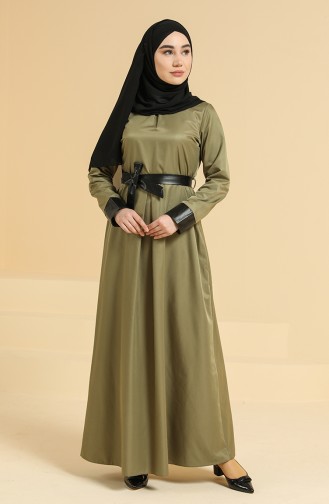 Khaki Hijab Kleider 6559-02