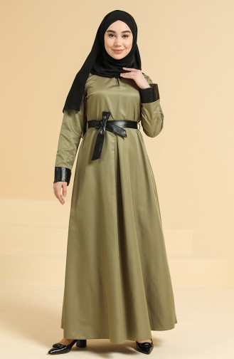 Khaki Hijab Dress 6559-02