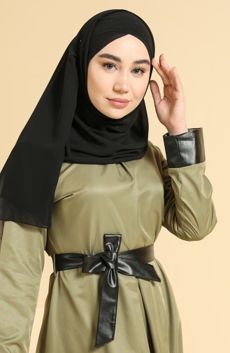 Khaki Hijab Dress 6559-02