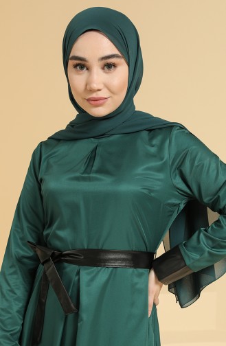 Smaragdgrün Hijab Kleider 6559-04