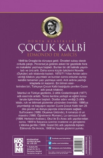 Revzen Kitap Çocuk Kalbi Edmondo De Amicis Kaliteli Baskı Ciltli Kapak Trend