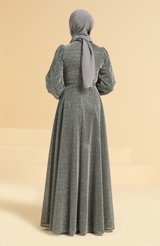 Silver Gray Hijab Evening Dress 80108-01