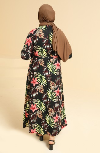 Schwarz Hijab Kleider 4800B-01