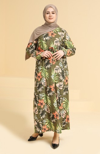 Khaki Hijab Kleider 4800B-02