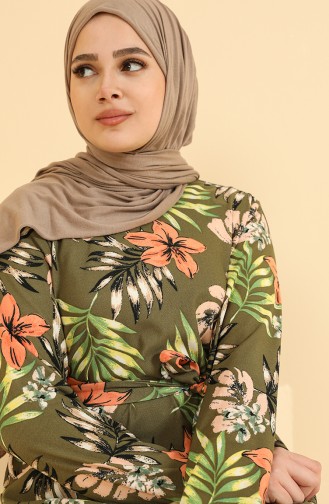 Khaki Hijab Dress 4800B-02
