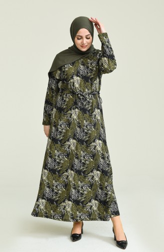 Khaki Hijab Dress 4800C-03