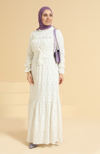 Creme Hijab Kleider 0809-02